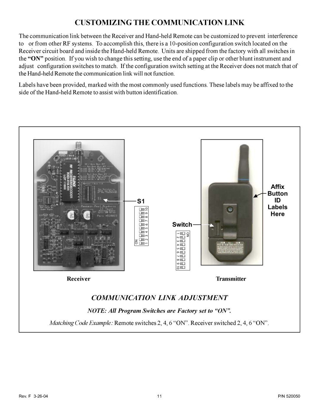 Pentair LX-100EZ owner manual Customizing the Communication Link 