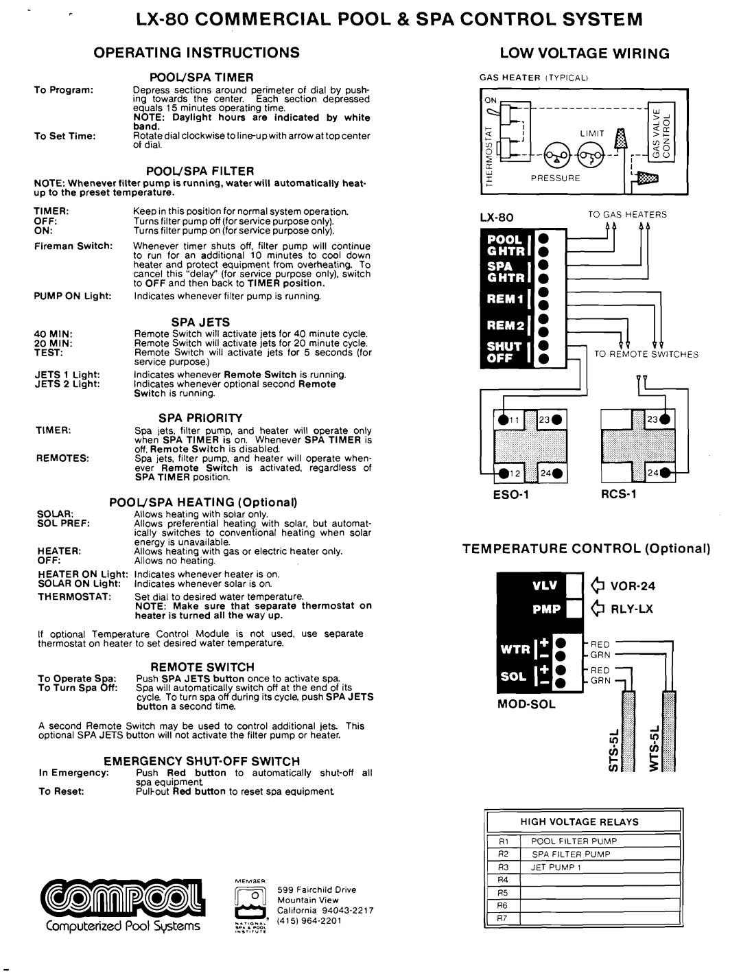 Pentair LX-80 manual 