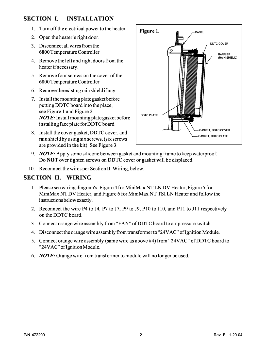 Pentair MiniMax NT Heater important safety instructions Section I. Installation, Section Ii. Wiring 