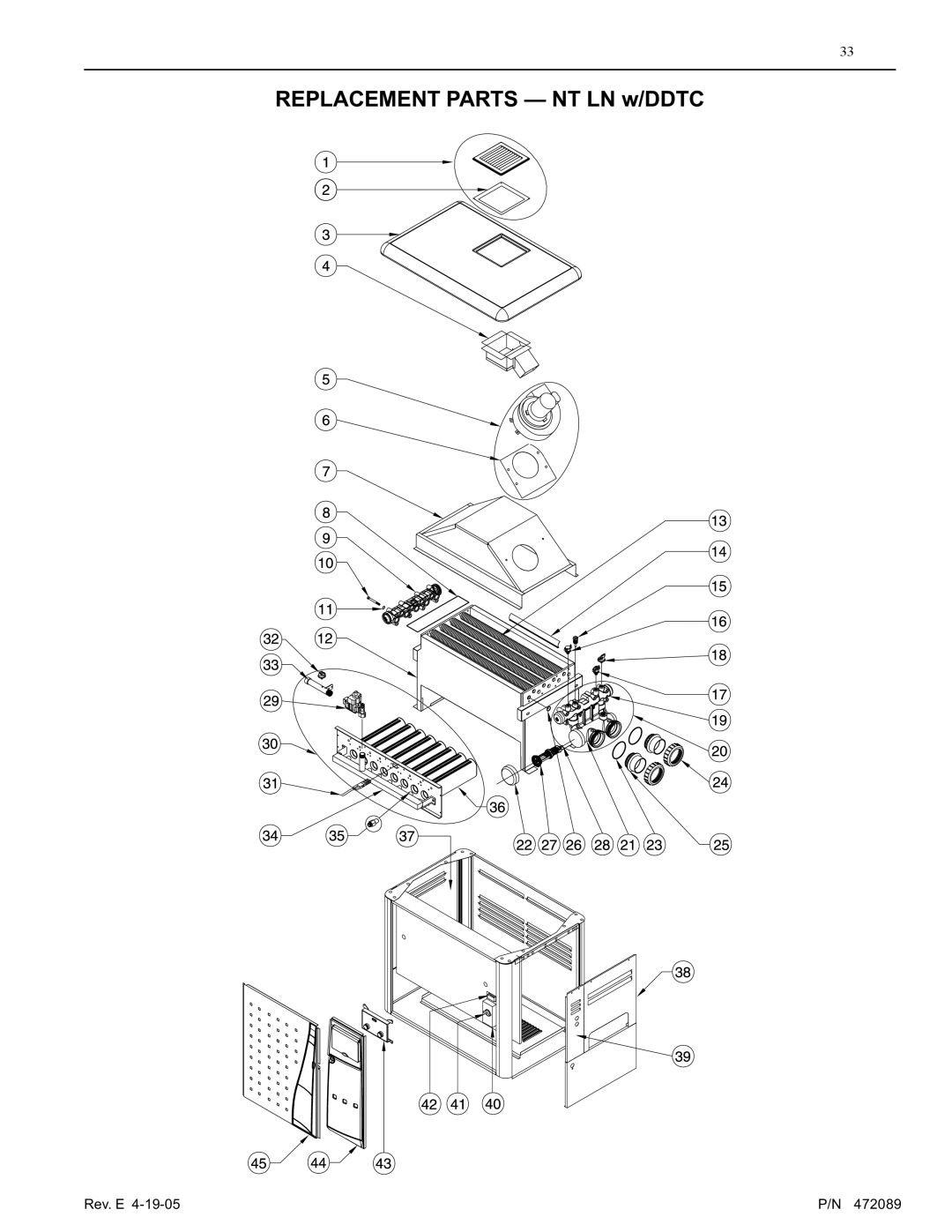 Pentair MiniMax NT LN installation manual Replacement Parts NT LN w/DDTC 