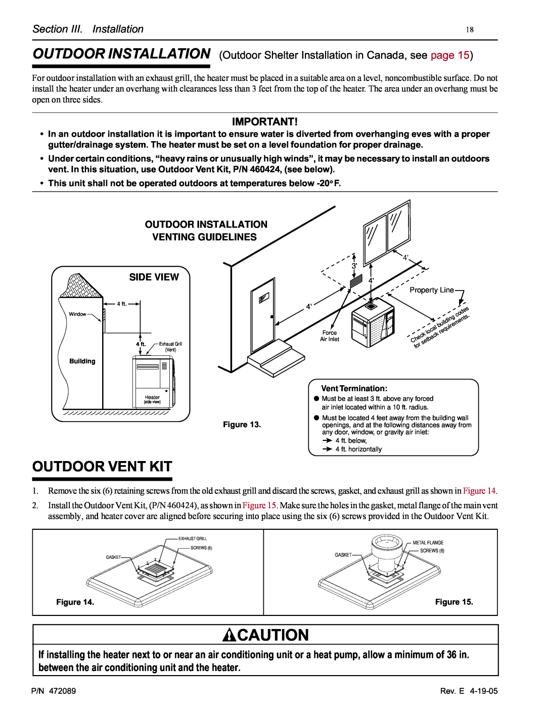 Pentair MiniMax NT LN installation manual Outdoor Vent Kit 