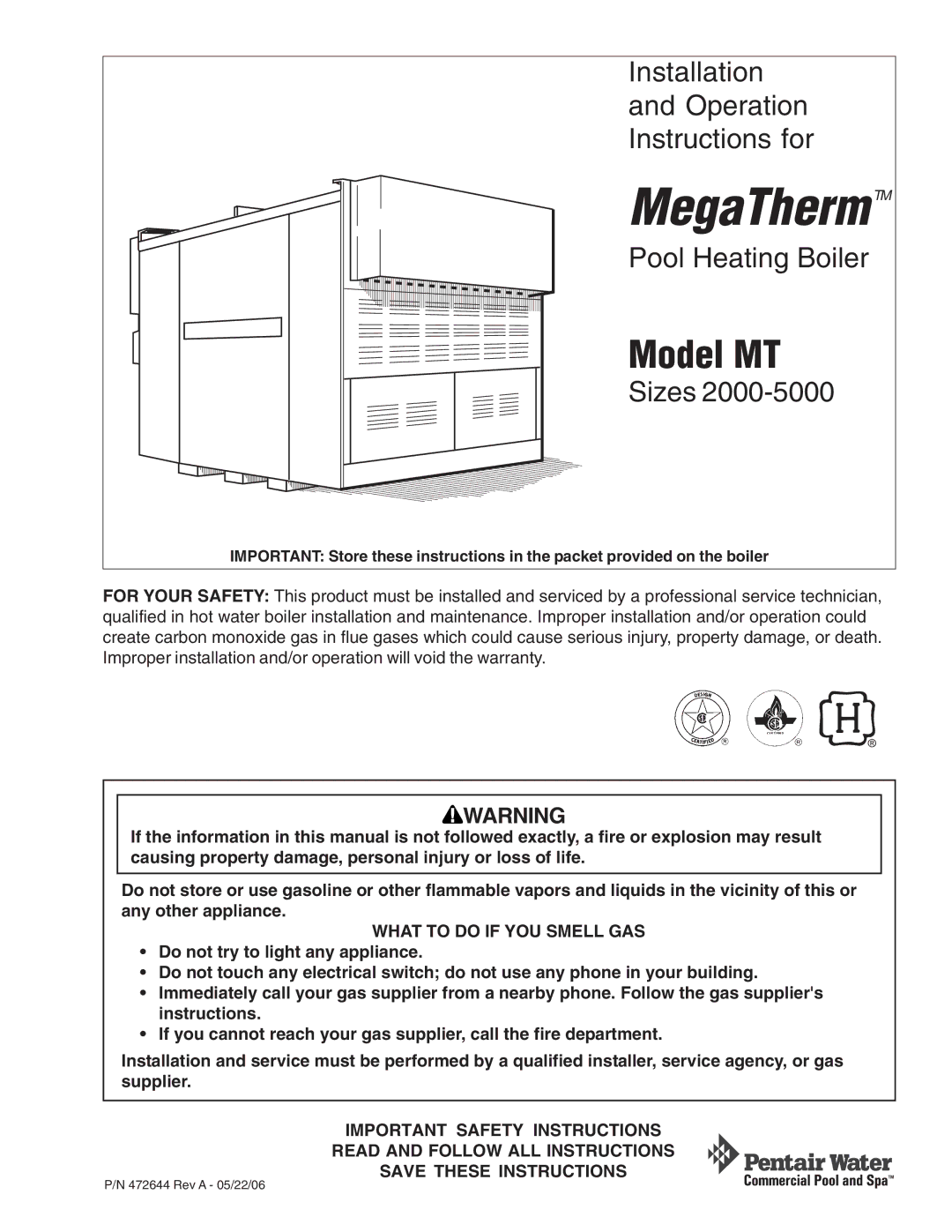Pentair MT warranty MegaThermTM 