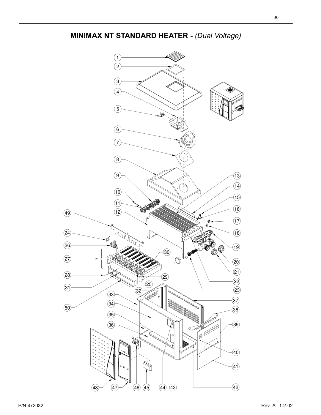 Pentair NT Standard Series installation manual Minimax NT Standard Heater Dual Voltage 