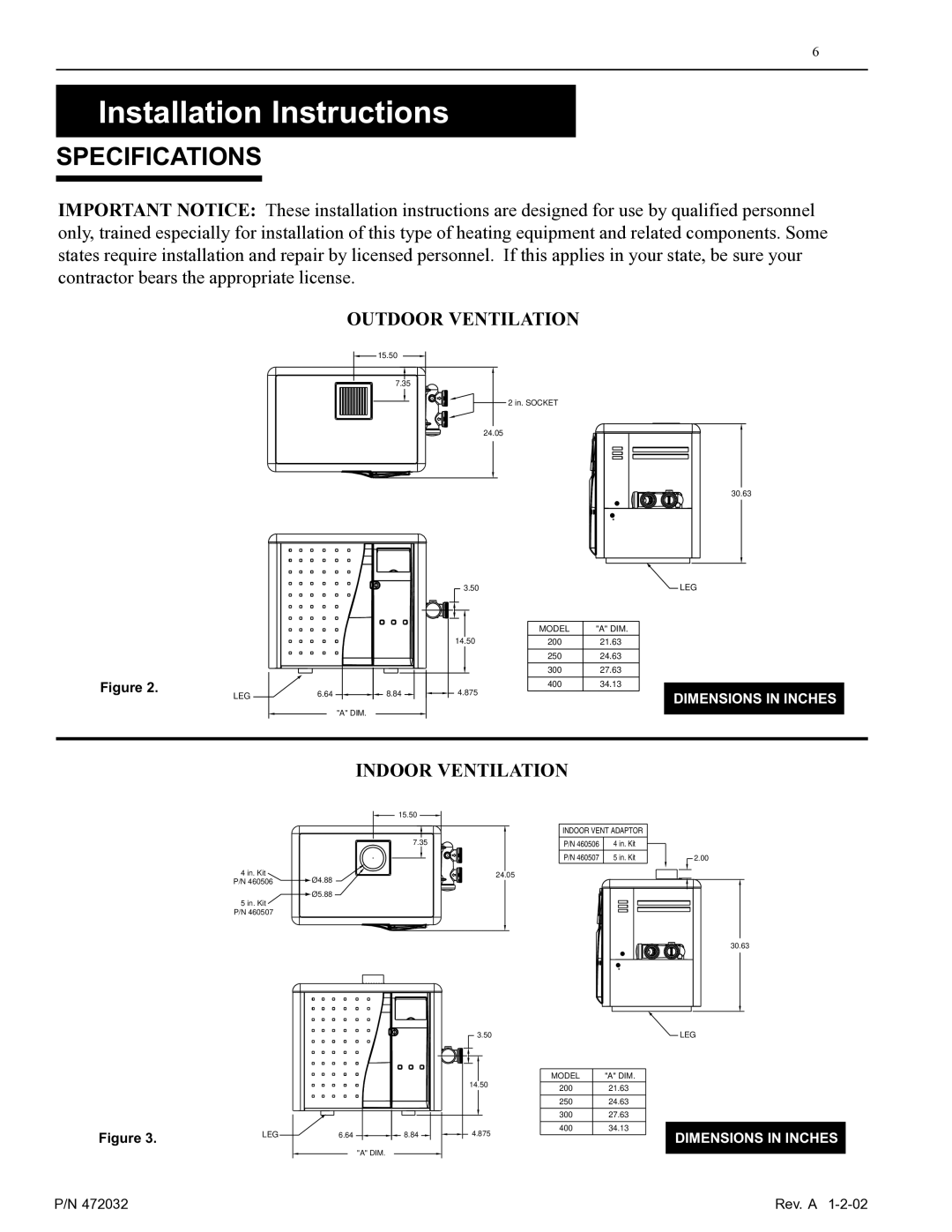 Pentair NT Standard Series installation manual Installation Instructions, Specifications 