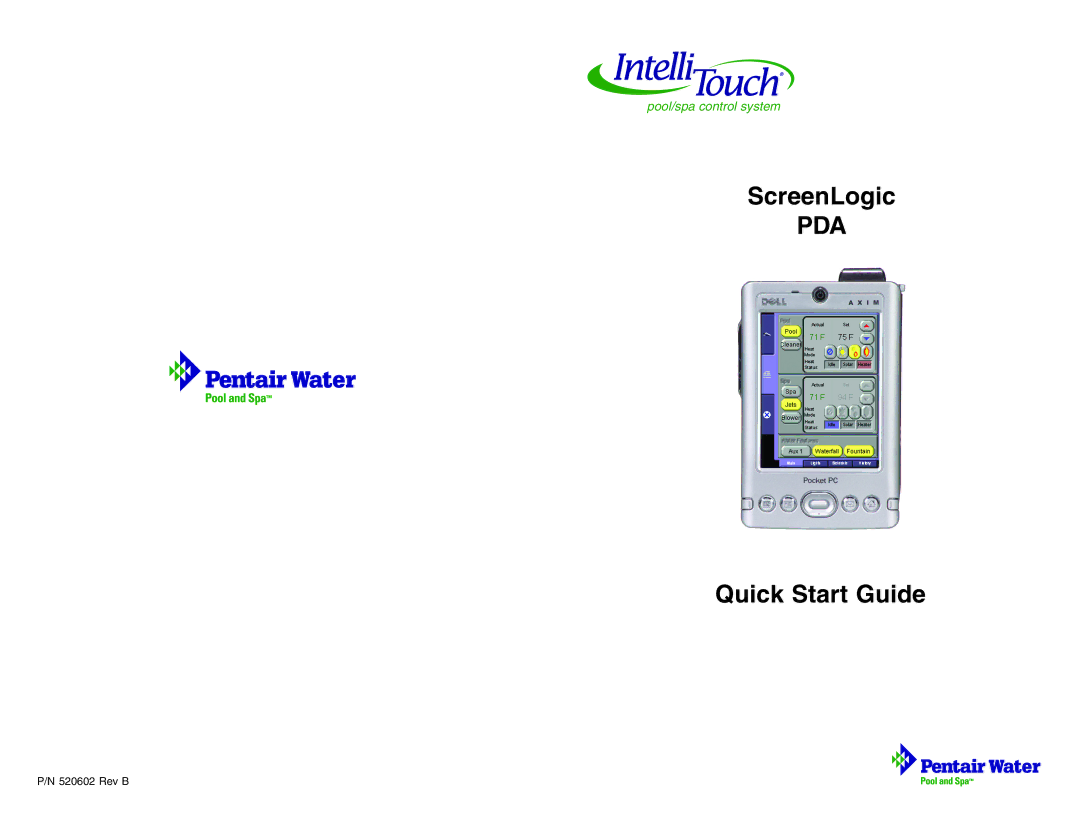 Pentair PDA quick start Pda 