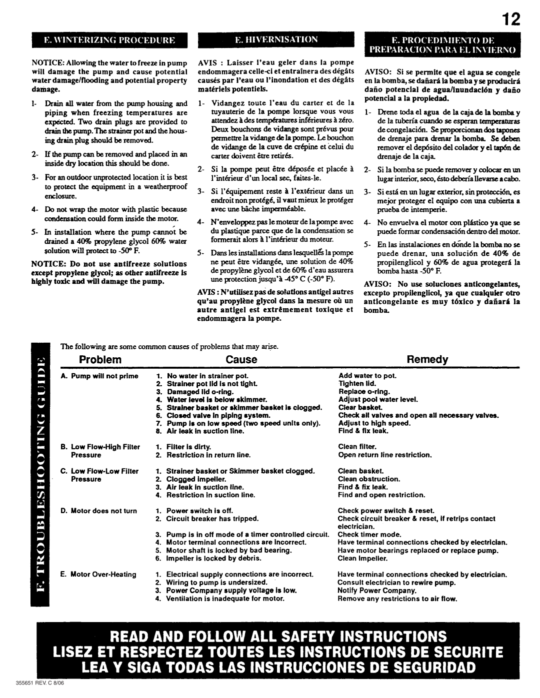 Pentair Pinnacle manual 355651 REV. C 8/06 