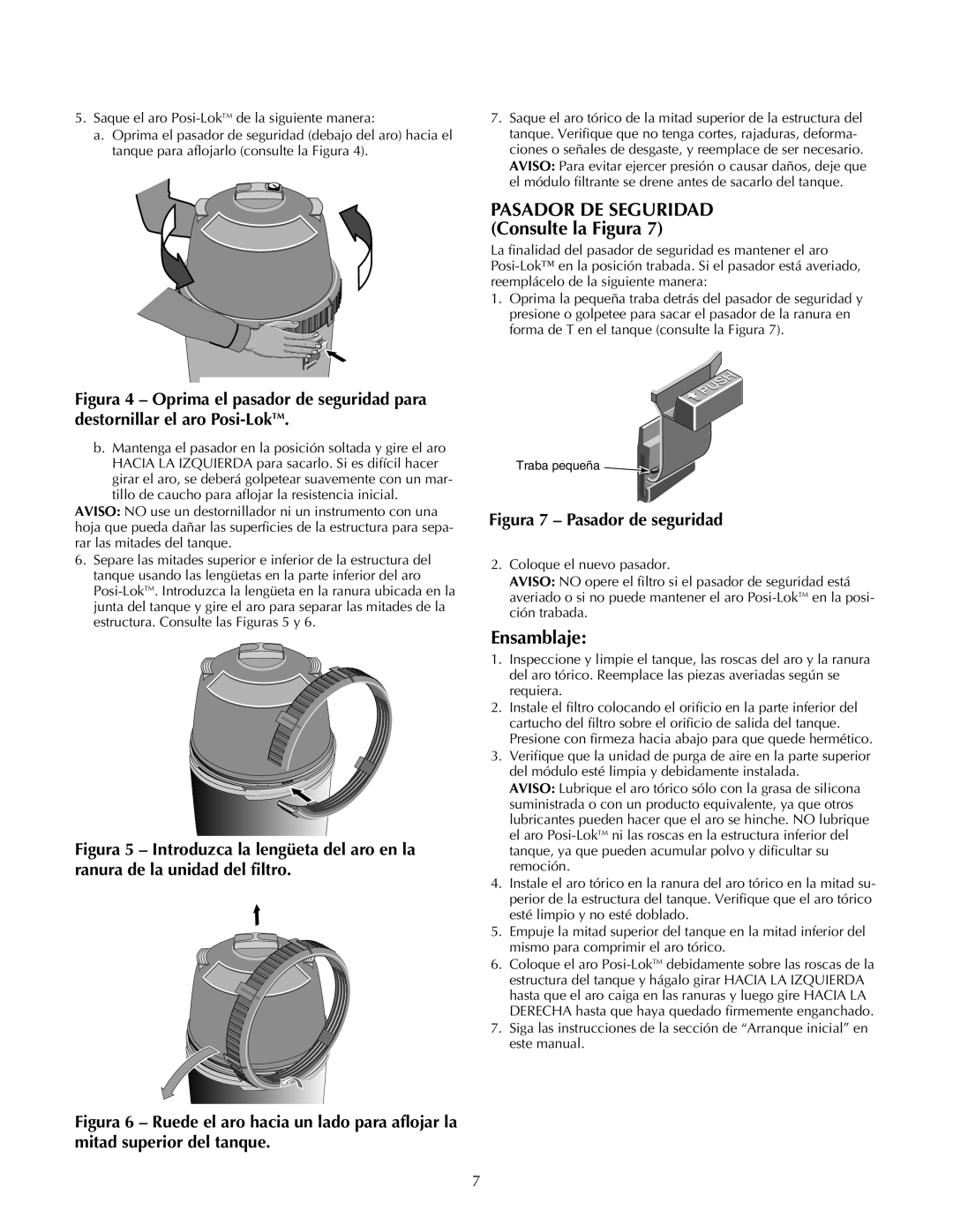 Pentair PLDE48, PLDE36 owner manual Ensamblaje, Pasador DE Seguridad Consulte la Figura 