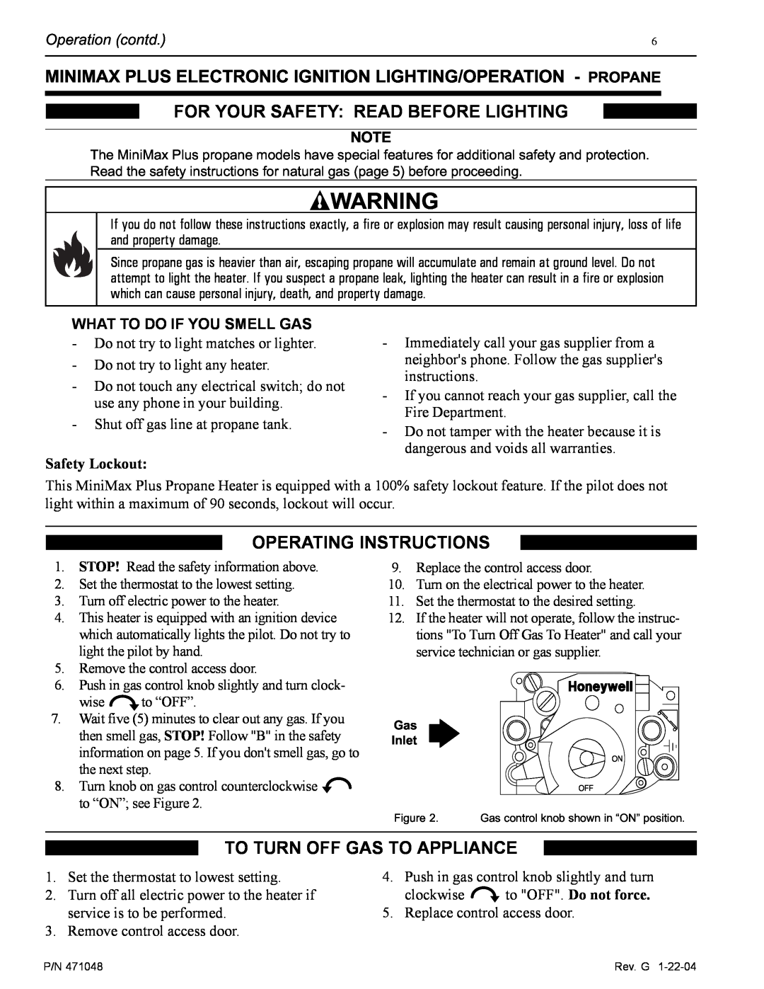 Pentair PowerMax For Your Safety Read Before Lighting, Operating Instructions, To Turn Off Gas To Appliance 