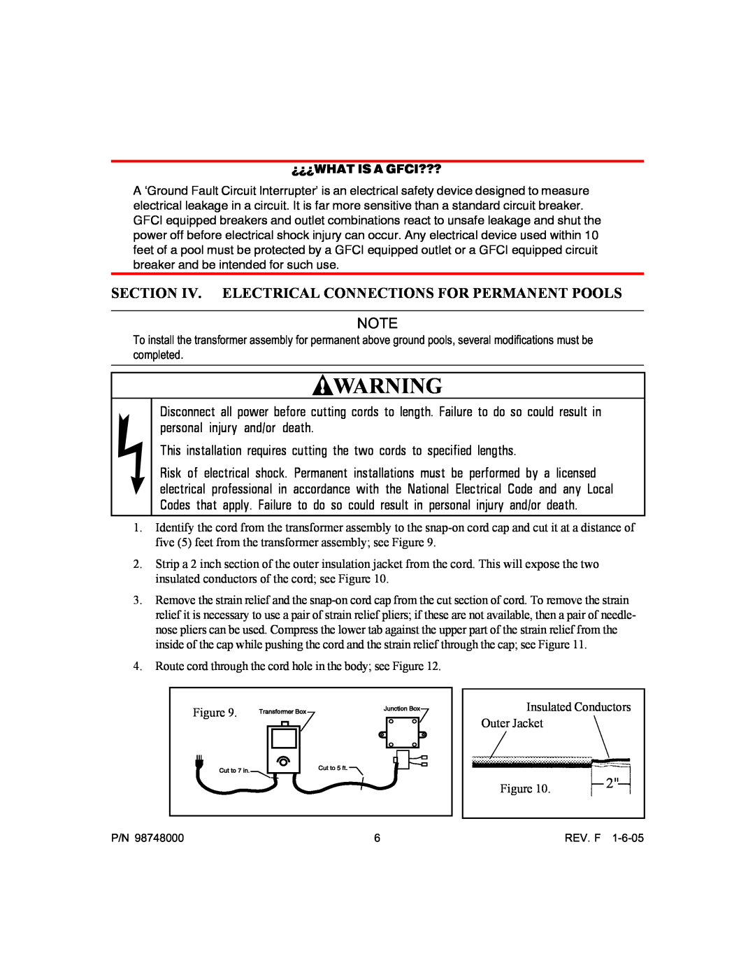 Pentair Quasar owner manual ¿¿¿What Is A Gfci???, Insulated Conductors Outer Jacket 
