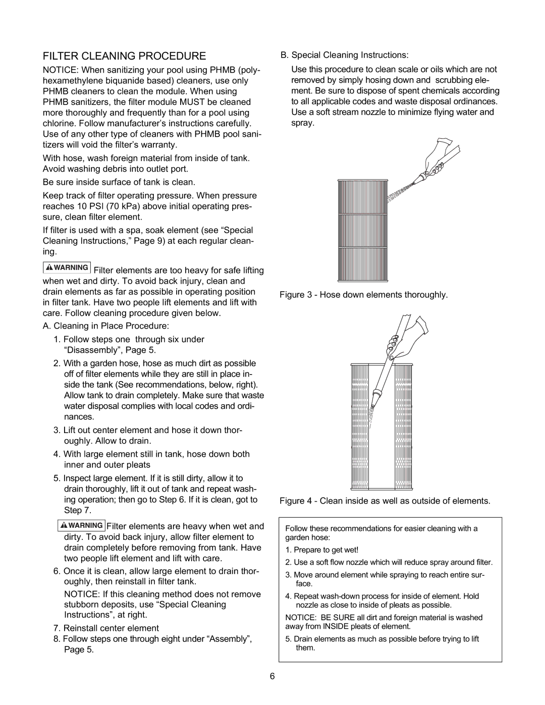 Pentair S8M600 owner manual Filter Cleaning Procedure 