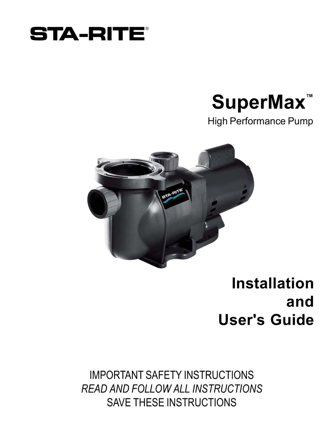 Pentair SuperMax important safety instructions 