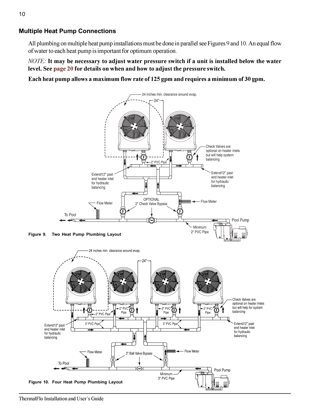 Pentair ThermalFlo important safety instructions Multiple Heat Pump Connections, To Pool 