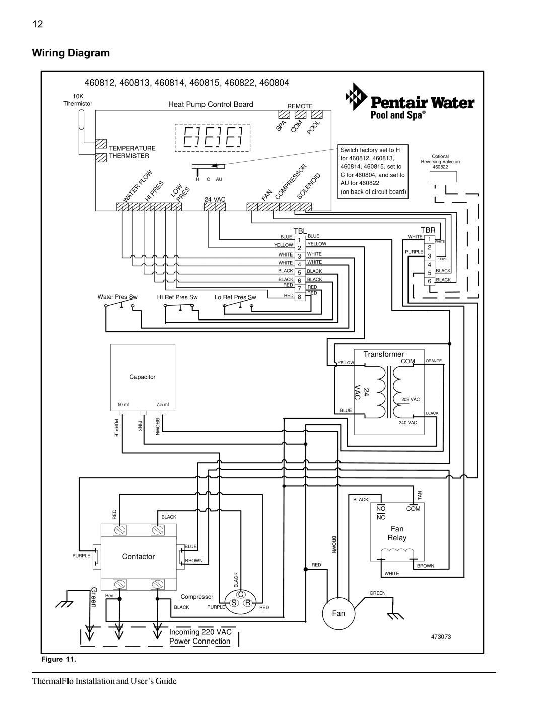 Pentair ThermalFlo important safety instructions Wiring Diagram, 460812, 460813, 460814, 460815, 460822 