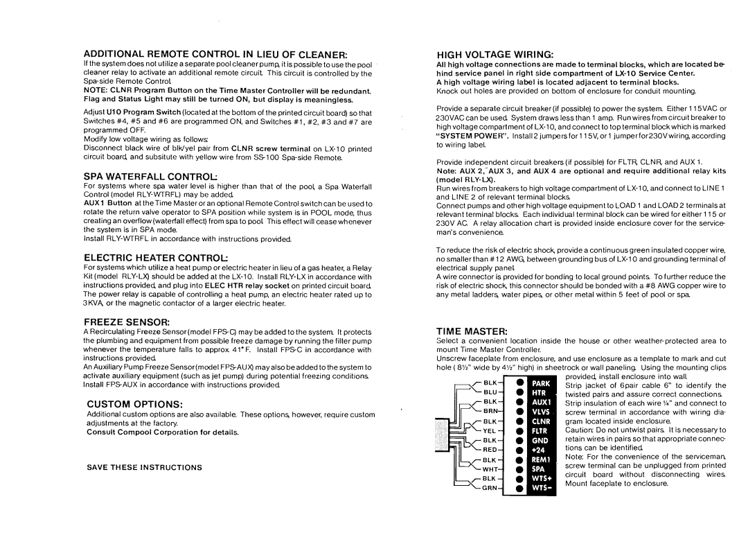 Pentair Time Master Additional Remote Control in Lieu of Cleaner, SPA Waterfall Control, Electric Heater Control 