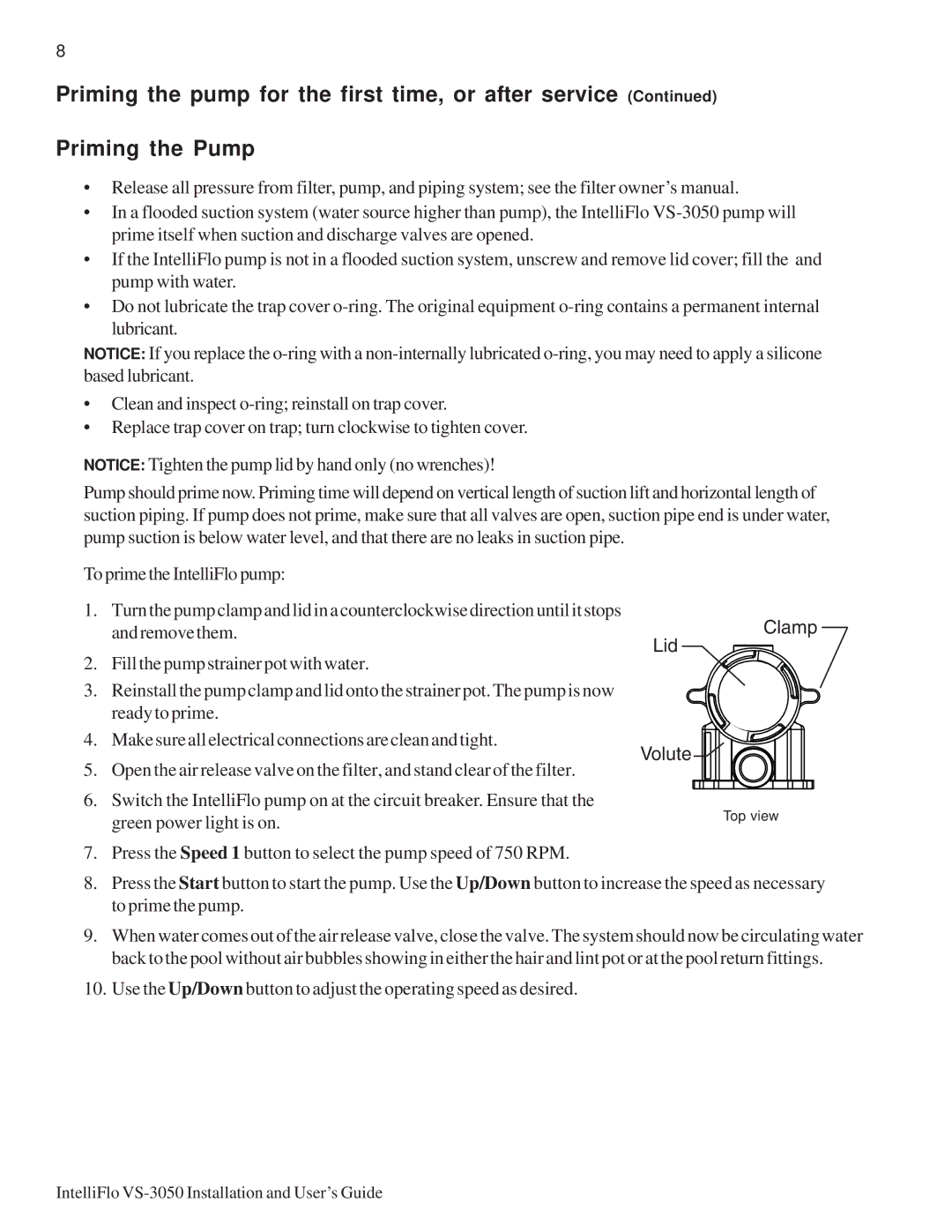 Pentair VS-3050 important safety instructions Clamp 