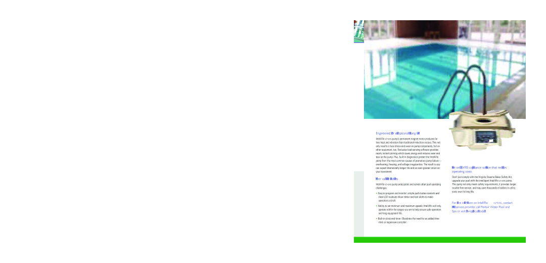 Pentair VS+SVRS specifications Engineered for exceptionally long life, Other valuable features 