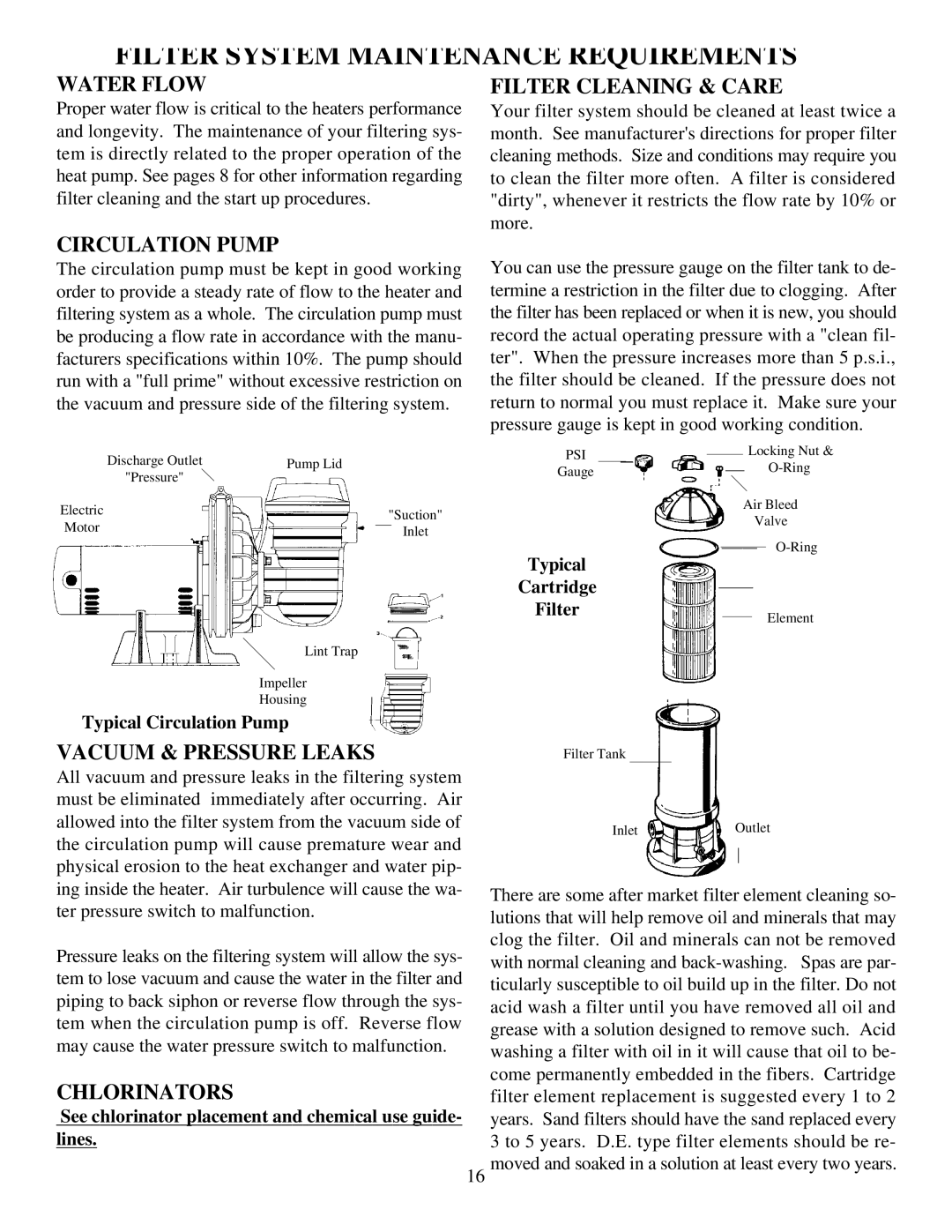 Pentair XLS1000, XLS800, CP12 Water Flow, Filter Cleaning & Care, Circulation Pump, Vacuum & Pressure Leaks, Chlorinators 