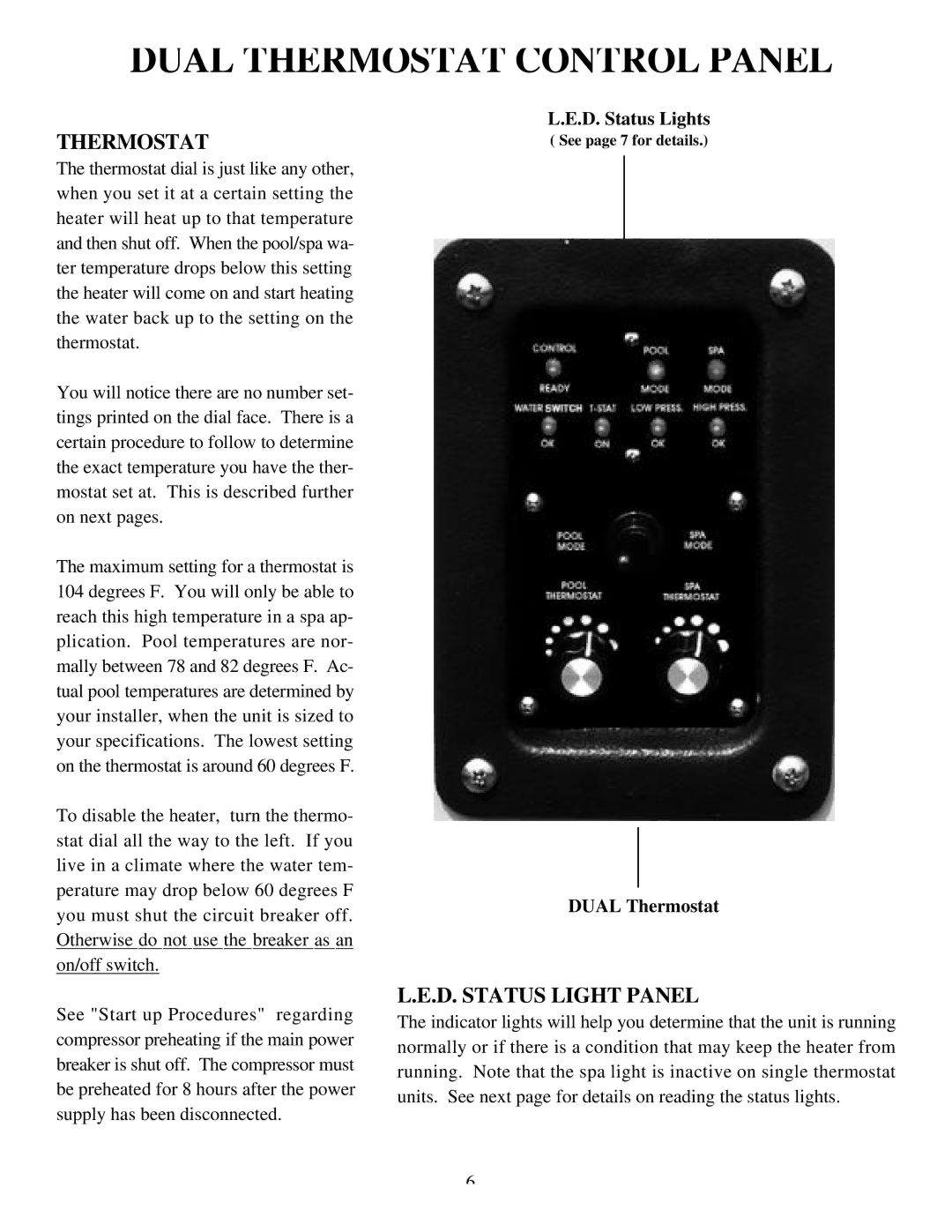 Pentair XLS1000, XLS800, CP12, XLS600 operation manual Dual Thermostat Control Panel, D. Status Light Panel, D. Status Lights 