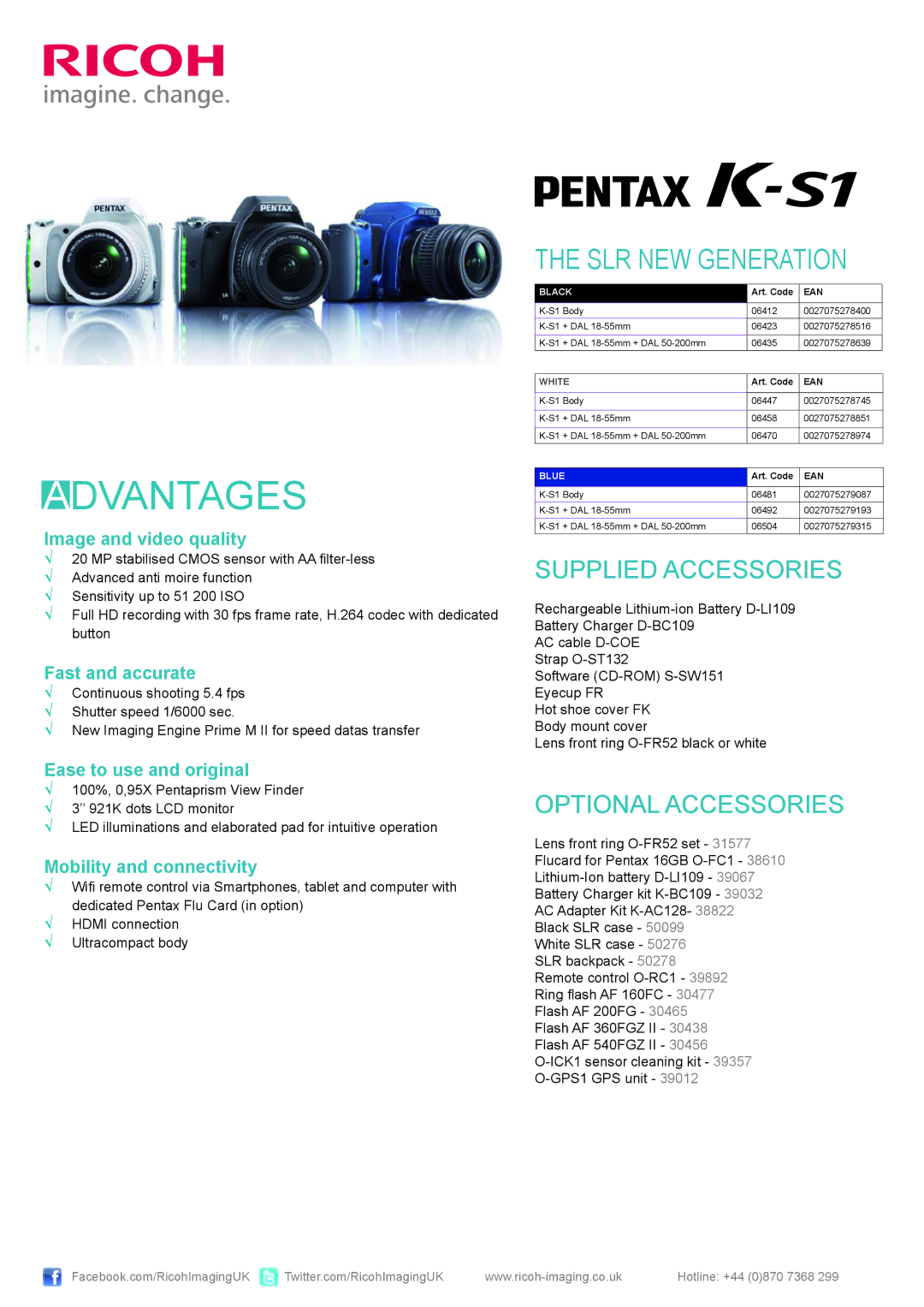 Pentax 06578, 06584, 06583, 06577, 06424, 06493, 06581, 06576 manual Advantages 