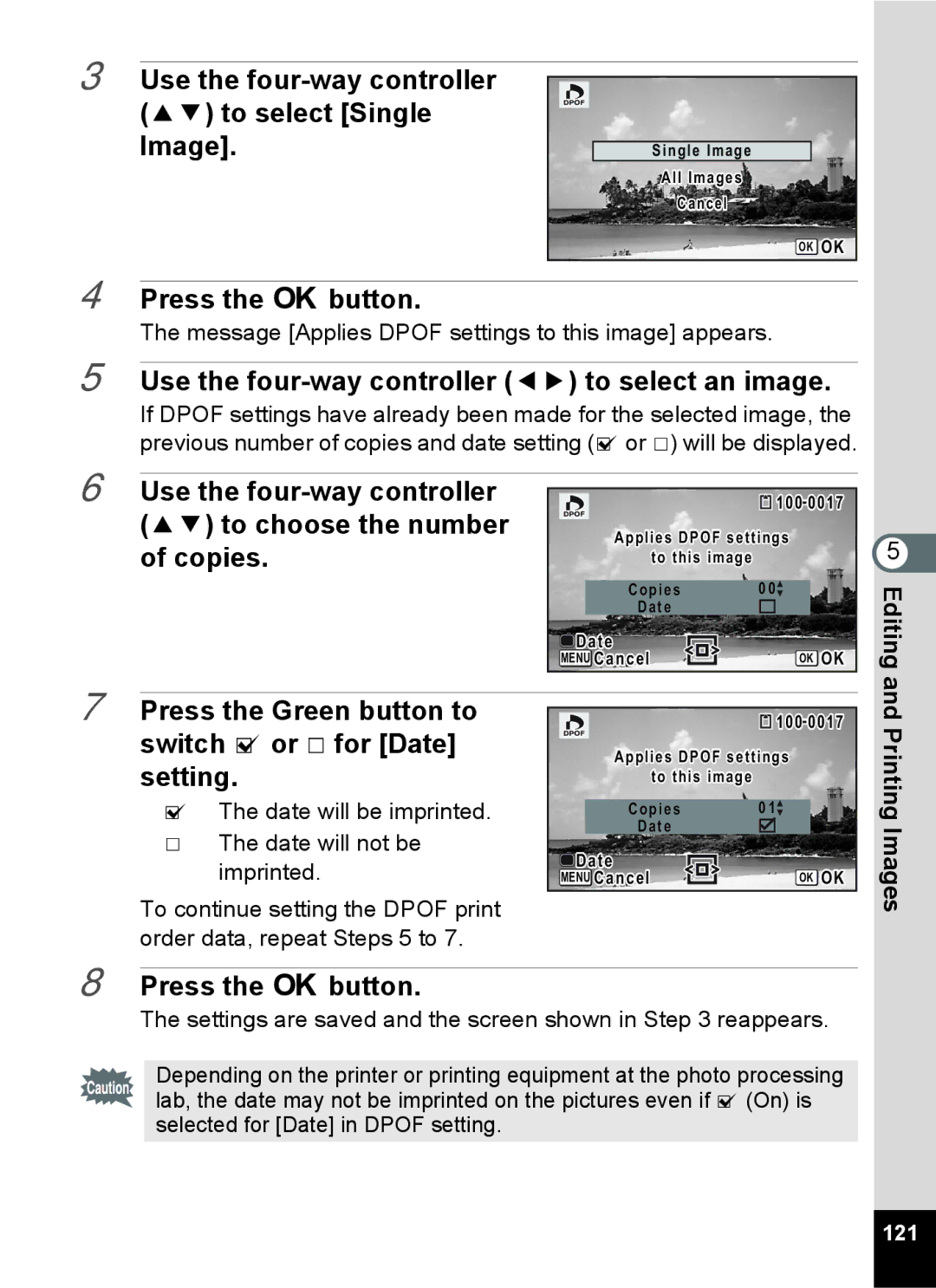 Pentax 14071 Use the four-way controller To select Single Image, Use the four-way controller 45 to select an image 