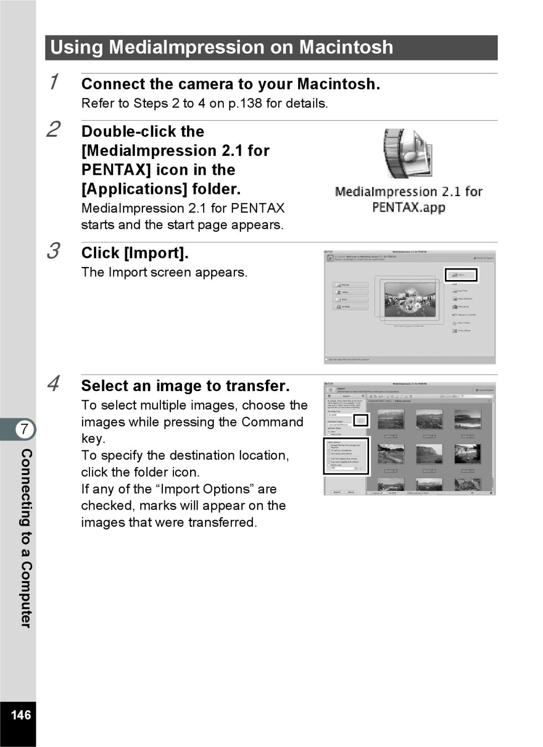 Pentax 14071 specifications Using MediaImpression on Macintosh 