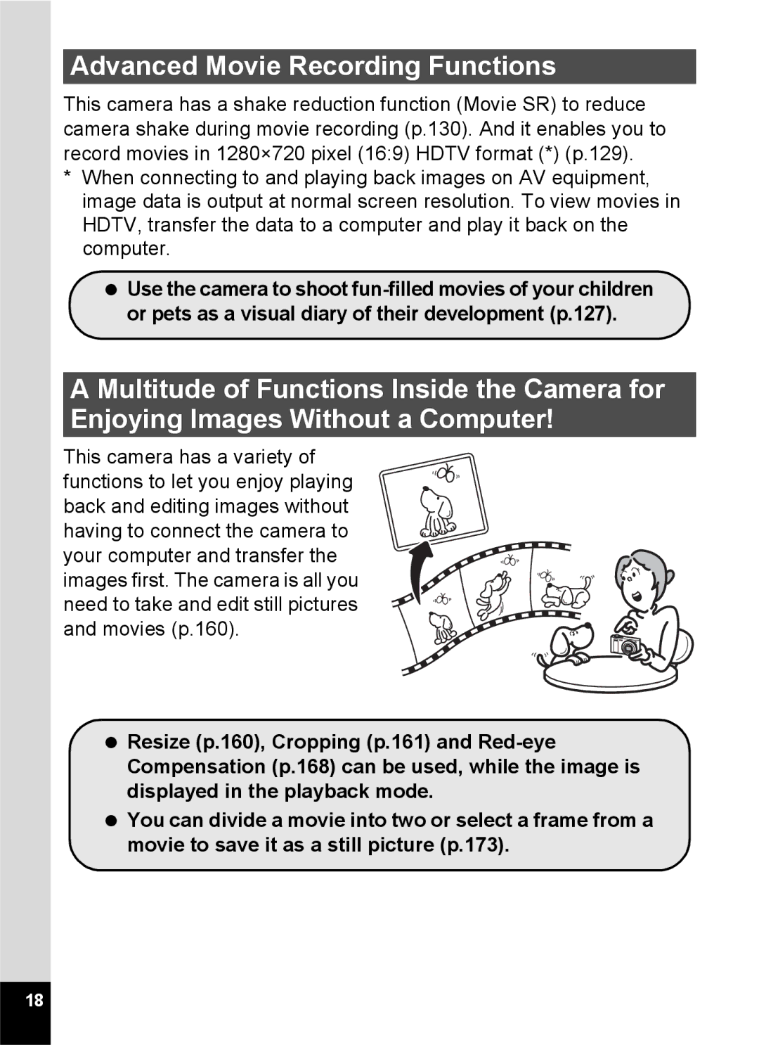 Pentax 14161, 14191, 14176 specifications Advanced Movie Recording Functions 