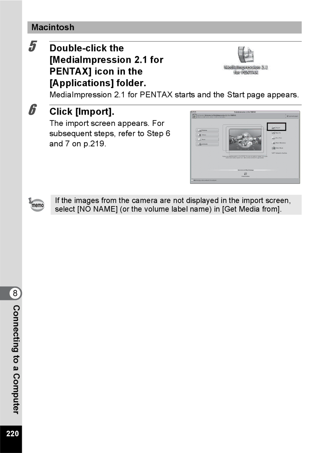 Pentax 14191, 14176, 14161 specifications Macintosh, 220 