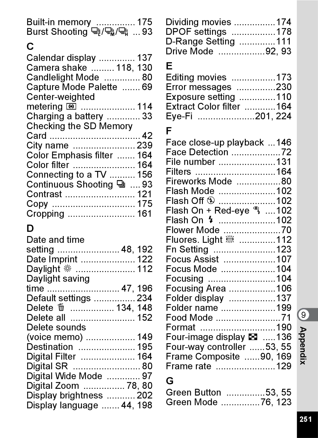 Pentax 14176, 14191, 14161 specifications 251 