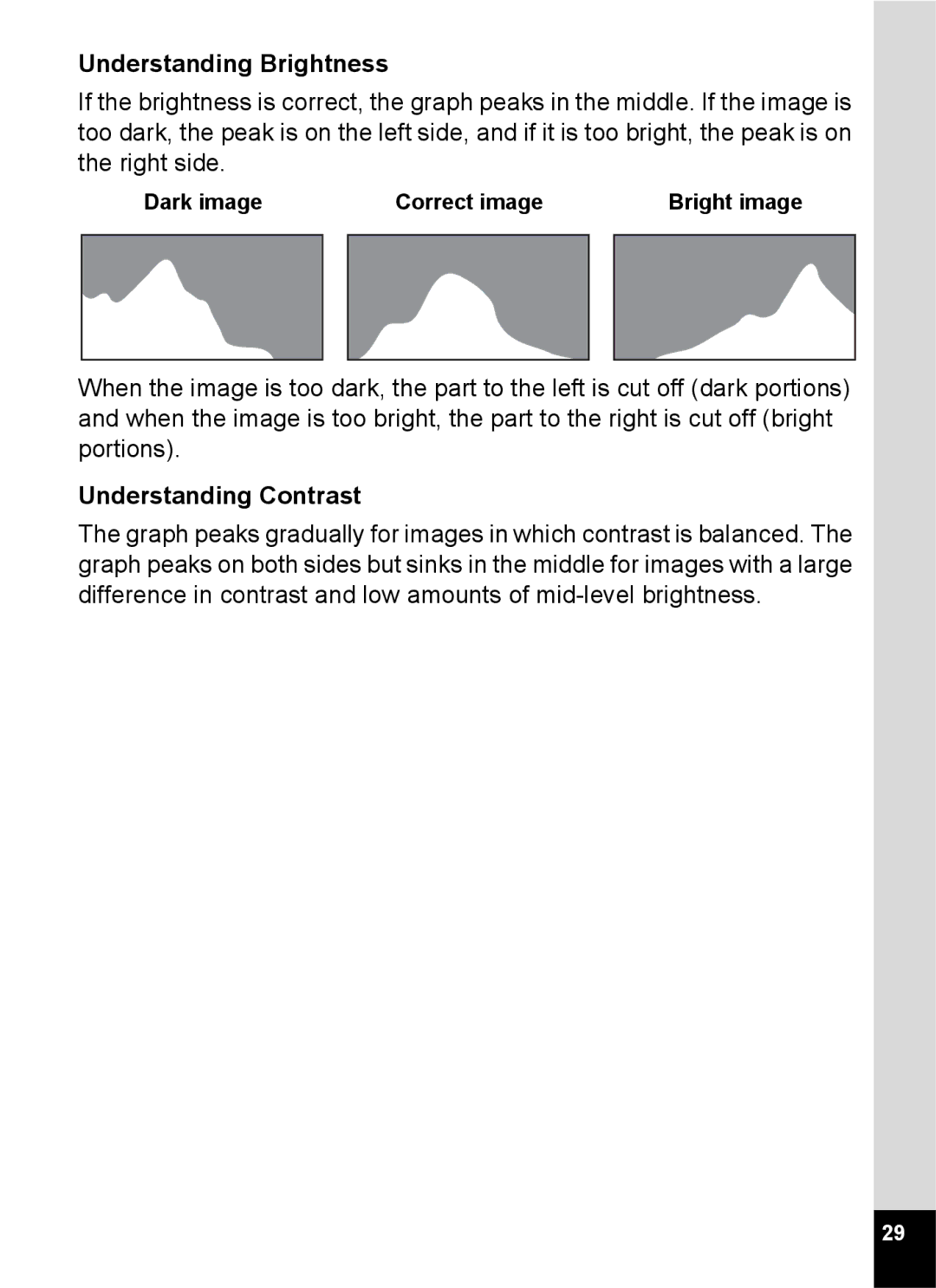 Pentax 14176, 14191, 14161 specifications Understanding Brightness, Understanding Contrast 