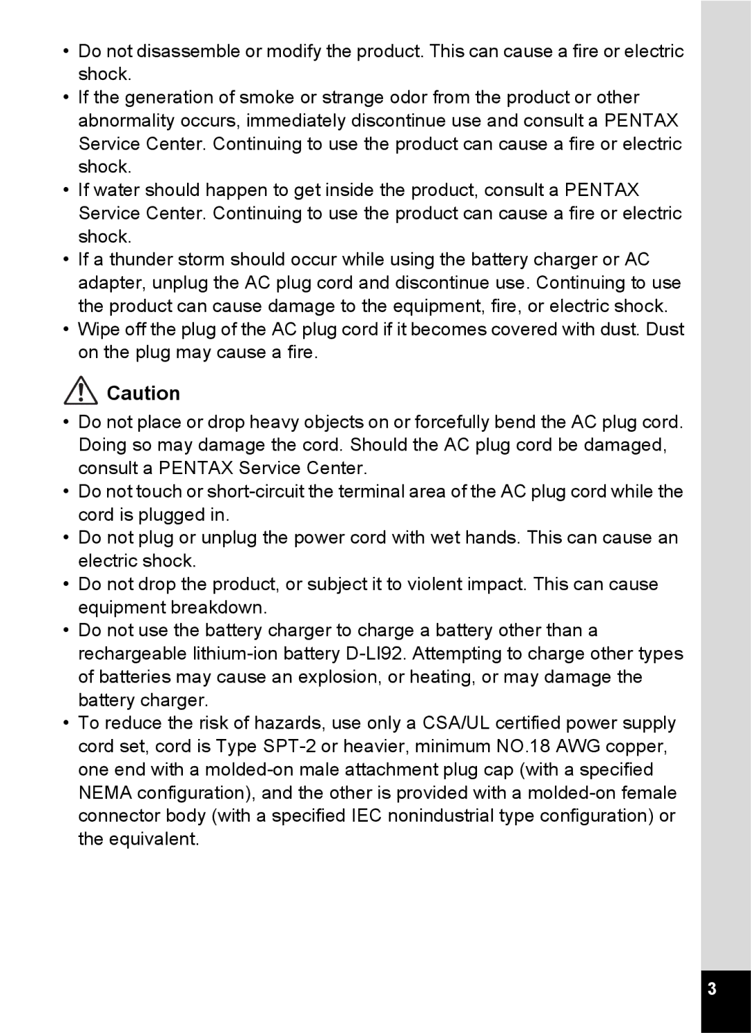 Pentax 14161, 14191, 14176 specifications 