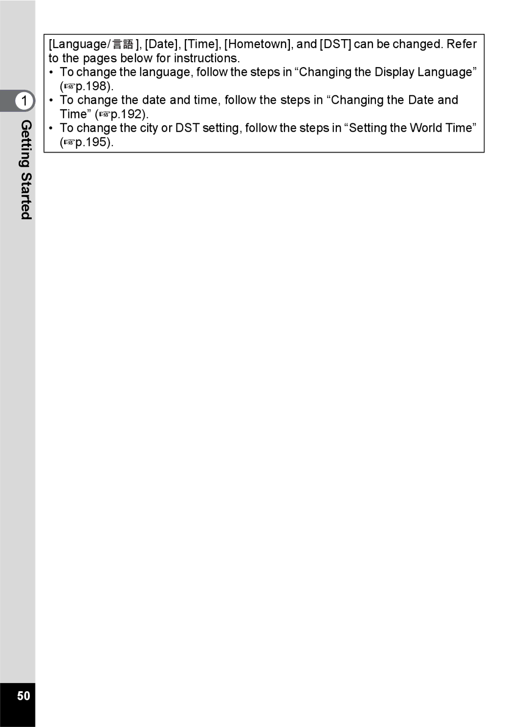 Pentax 14176, 14191, 14161 specifications GettingStarted 