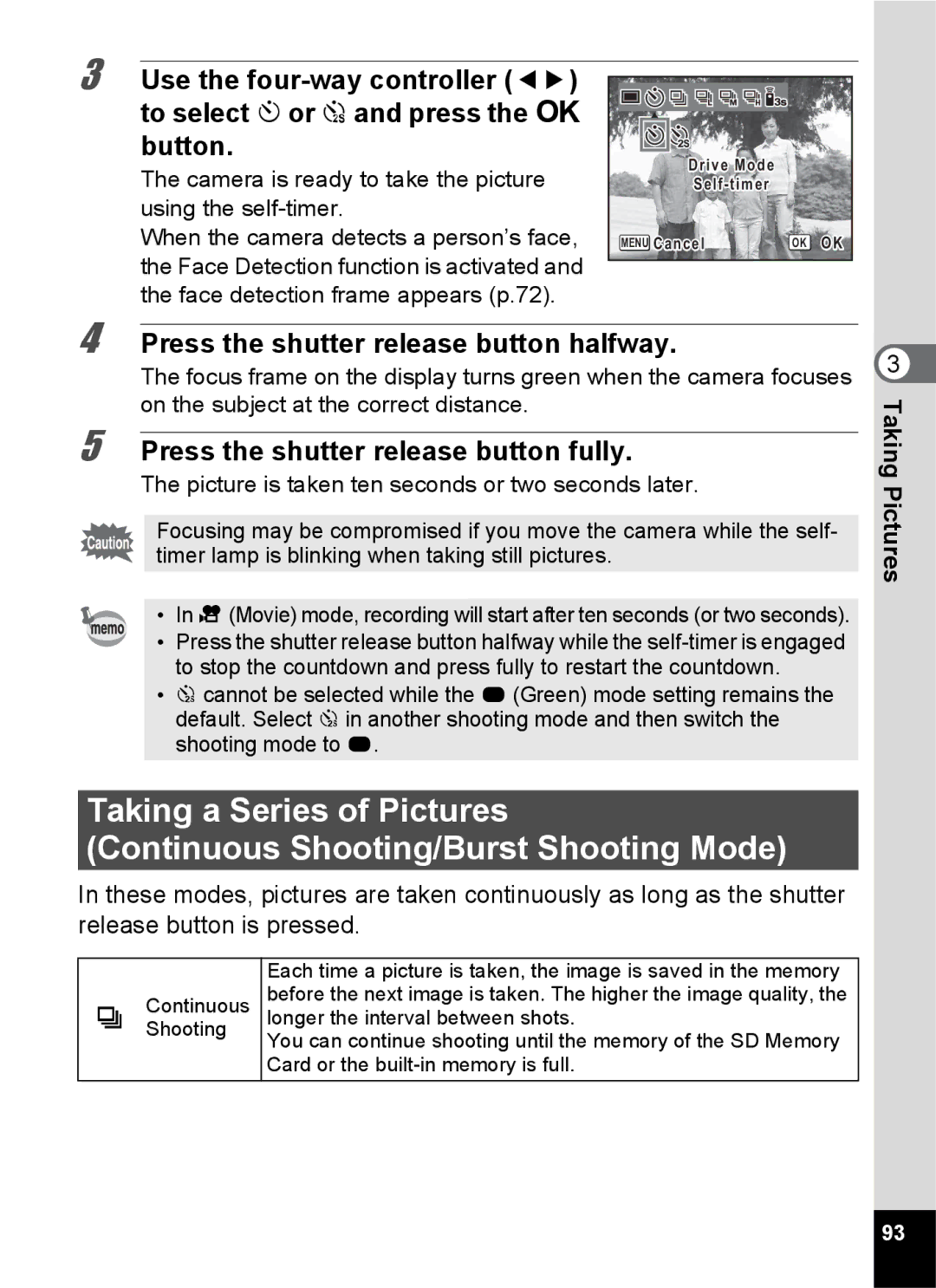 Pentax 14161, 14191, 14176 specifications Longer the interval between shots 