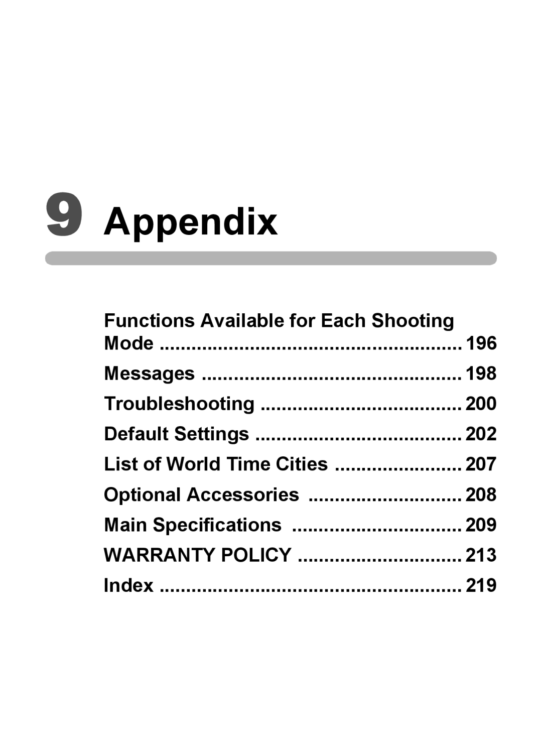 Pentax 15921 manual Appendix 