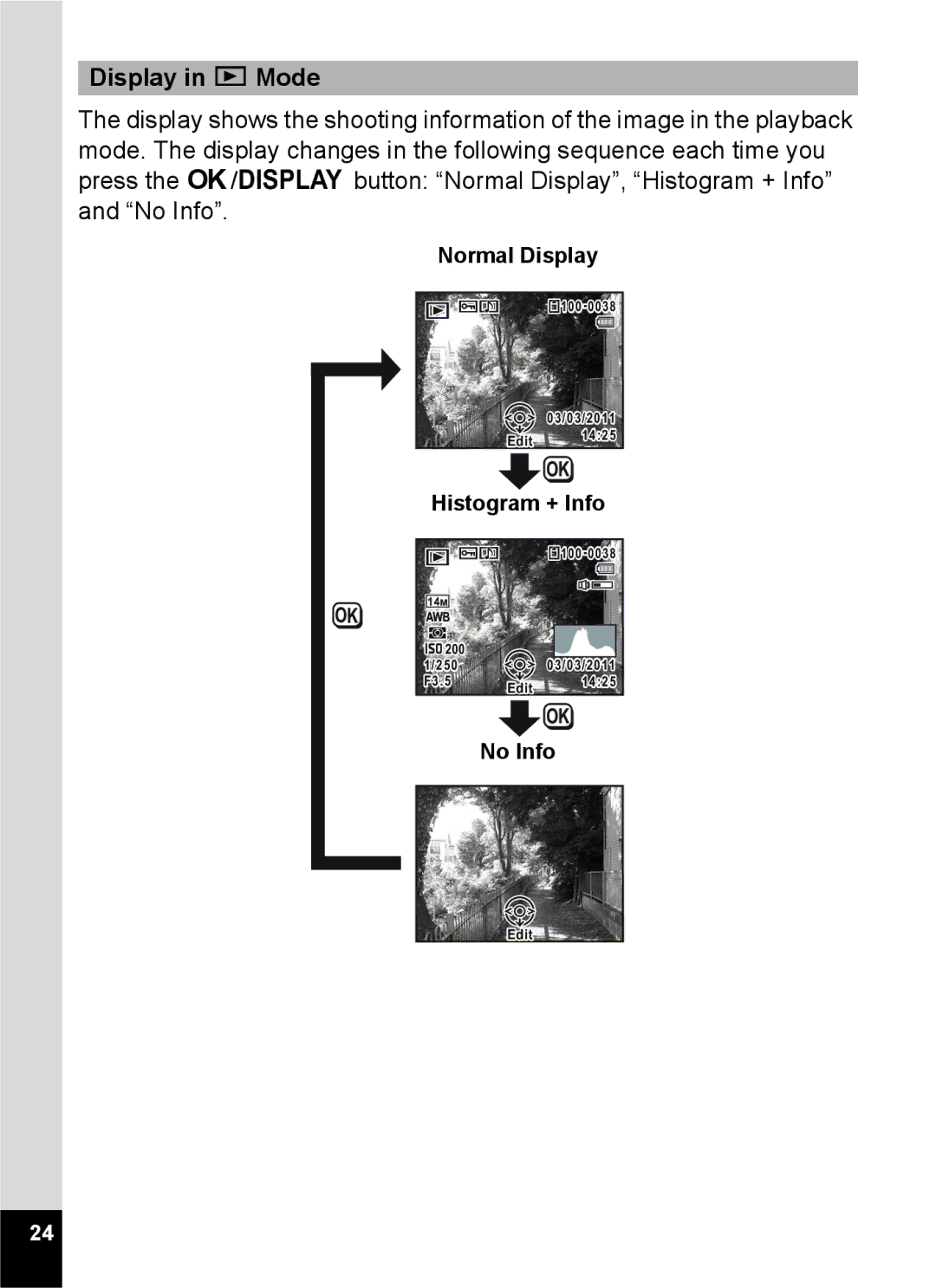 Pentax 15921 manual Display in Q Mode, Histogram + Info 