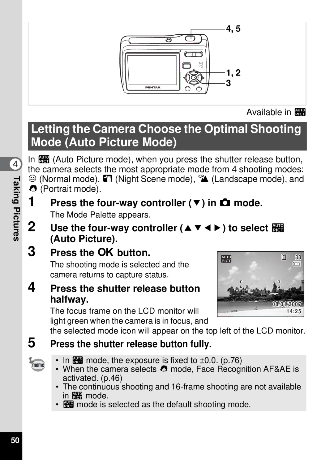 Pentax 19196, optio E-40 manual Halfway 