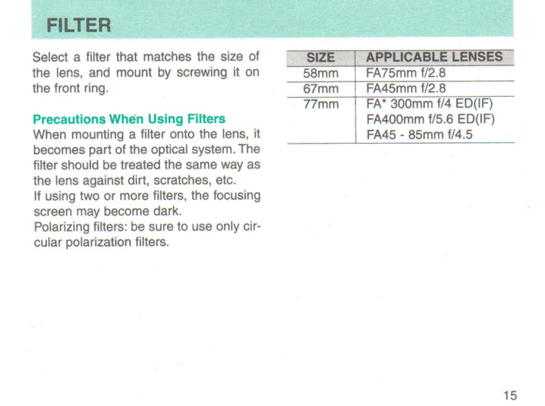 Pentax 22210, 26785 manual 