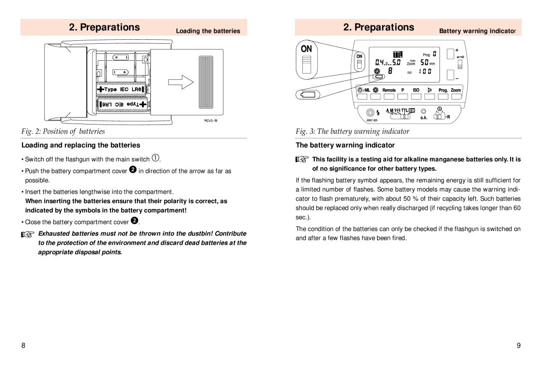 Pentax 40 MZ-3i operating instructions Preparations, Battery warning indicator, Close the battery compartment cover 