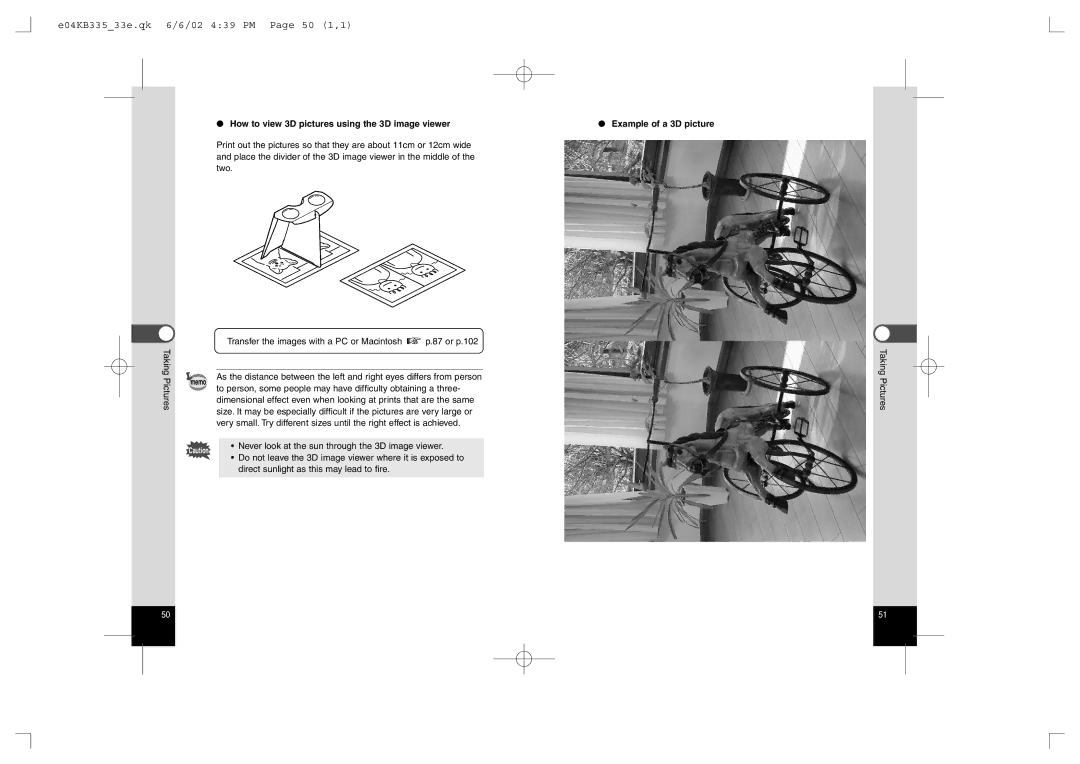 Pentax 330RS, 430RS E04KB33533e.qk 6/6/02 439 PM Page 50 1,1, Transfer the images with a PC or Macintosh p.87 or p.102 