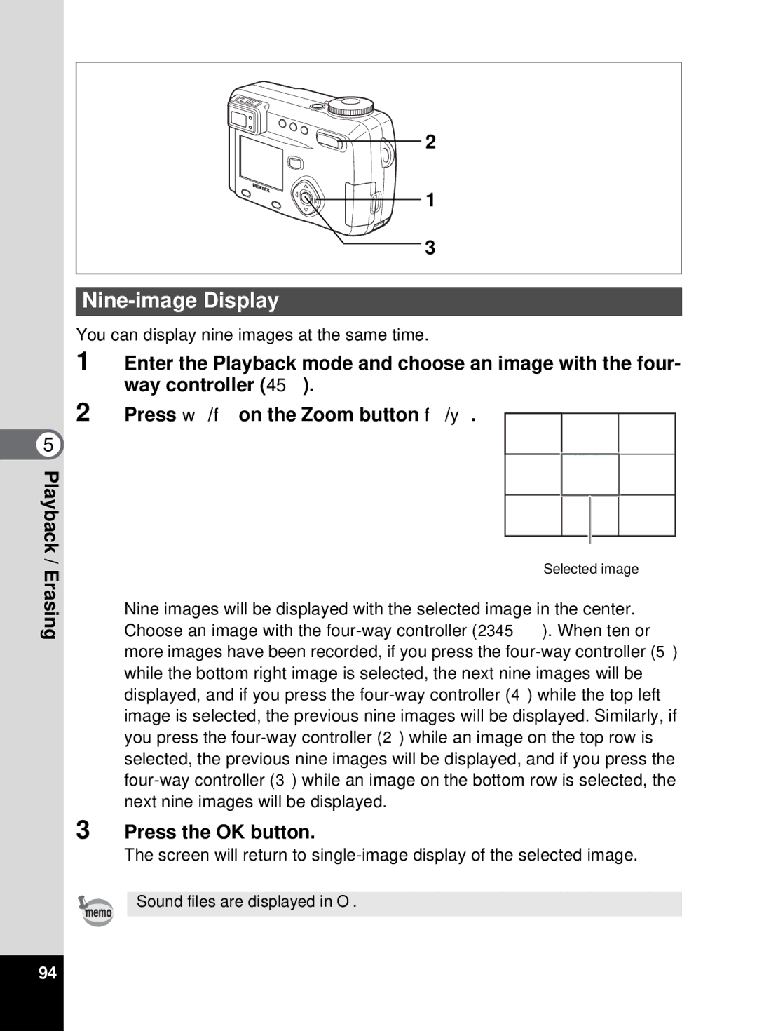 Pentax 555 manual Nine-image Display, You can display nine images at the same time 