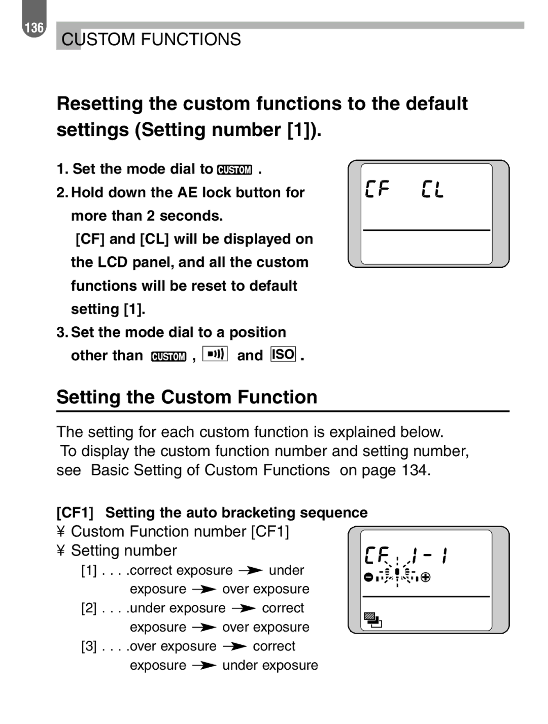 Pentax 57233 manual Setting the Custom Function, Setting for each custom function is explained below 