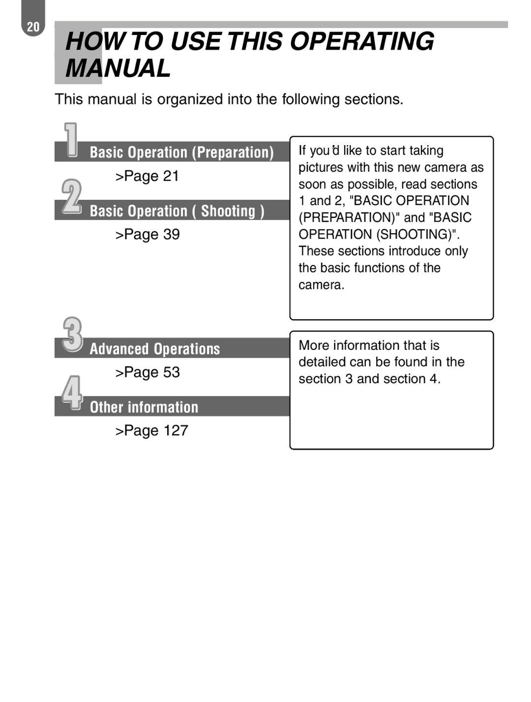 Pentax 57233 HOW to USE this Operating Manual, This manual is organized into the following sections 