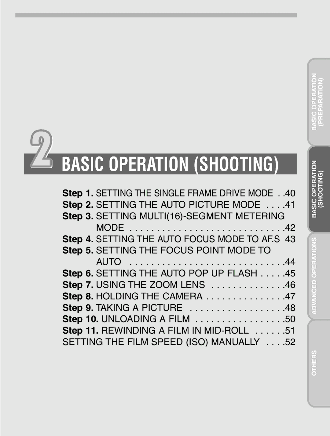 Pentax 57233 manual Basic Operation Shooting 