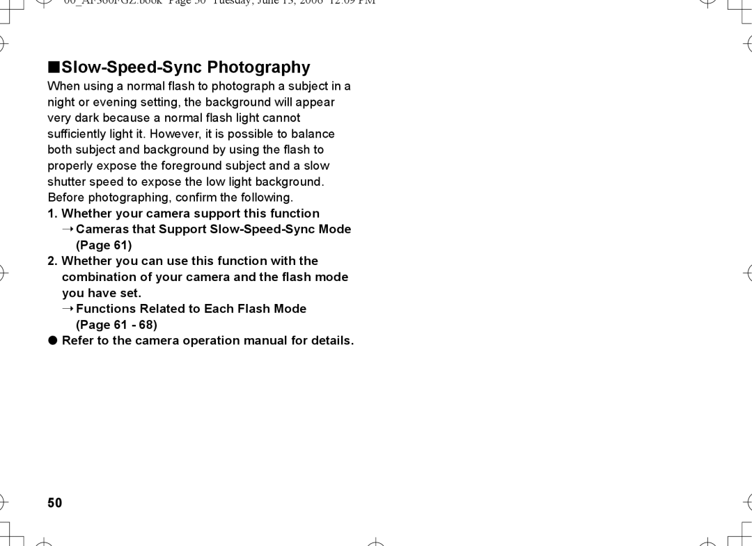 Pentax AF-360FGZ manual Slow-Speed-Sync Photography 