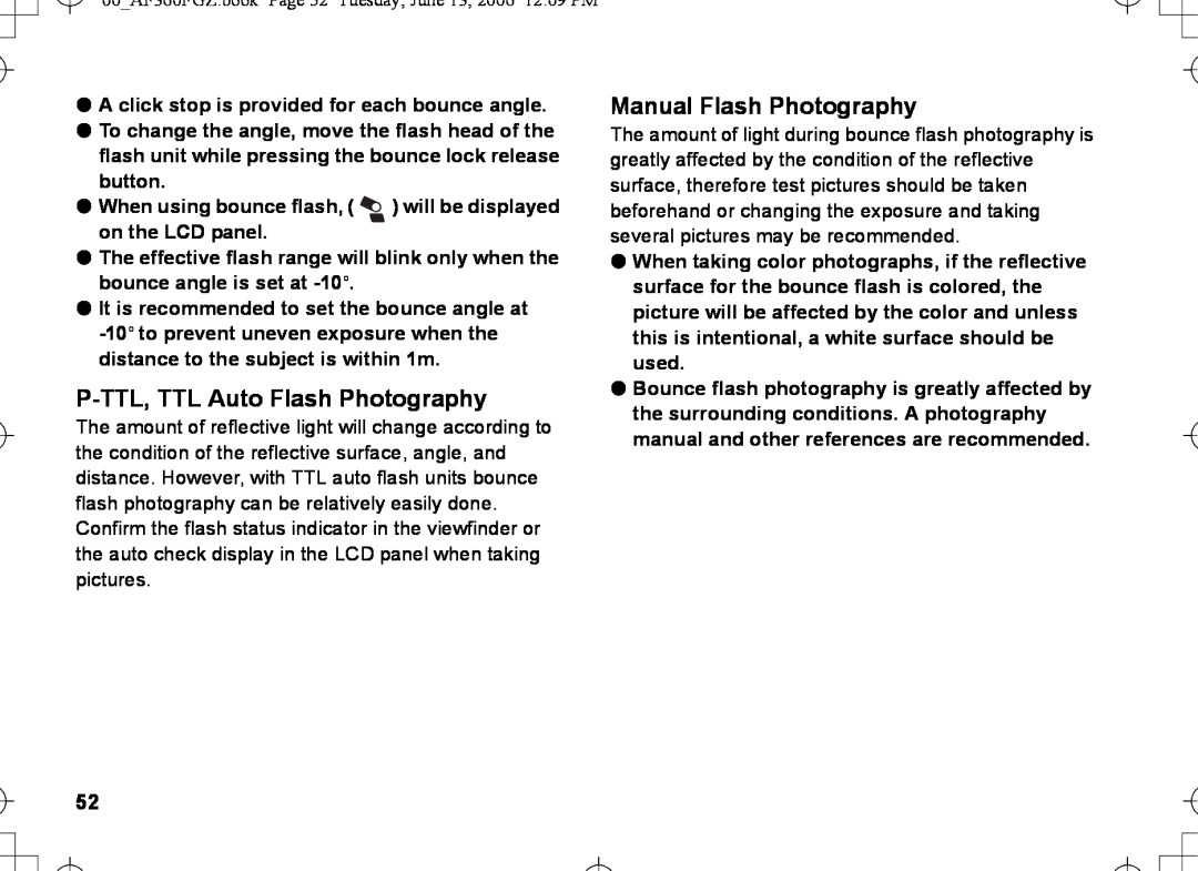 Pentax AF-360FGZ manual P-TTL,TTL Auto Flash Photography, Manual Flash Photography 