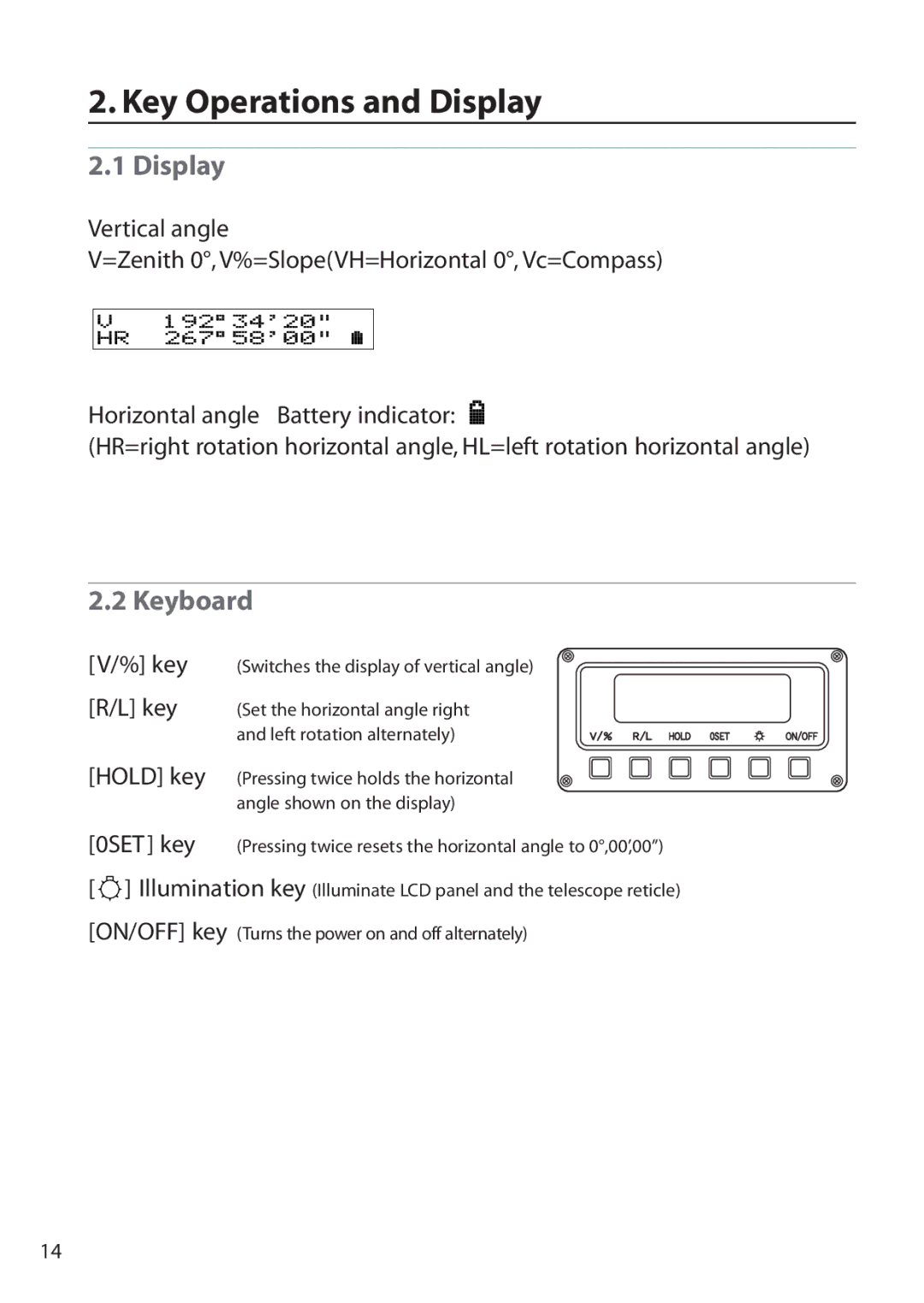 Pentax ETH-305, ETH-302, ETH-310 instruction manual Key Operations and Display, Keyboard 