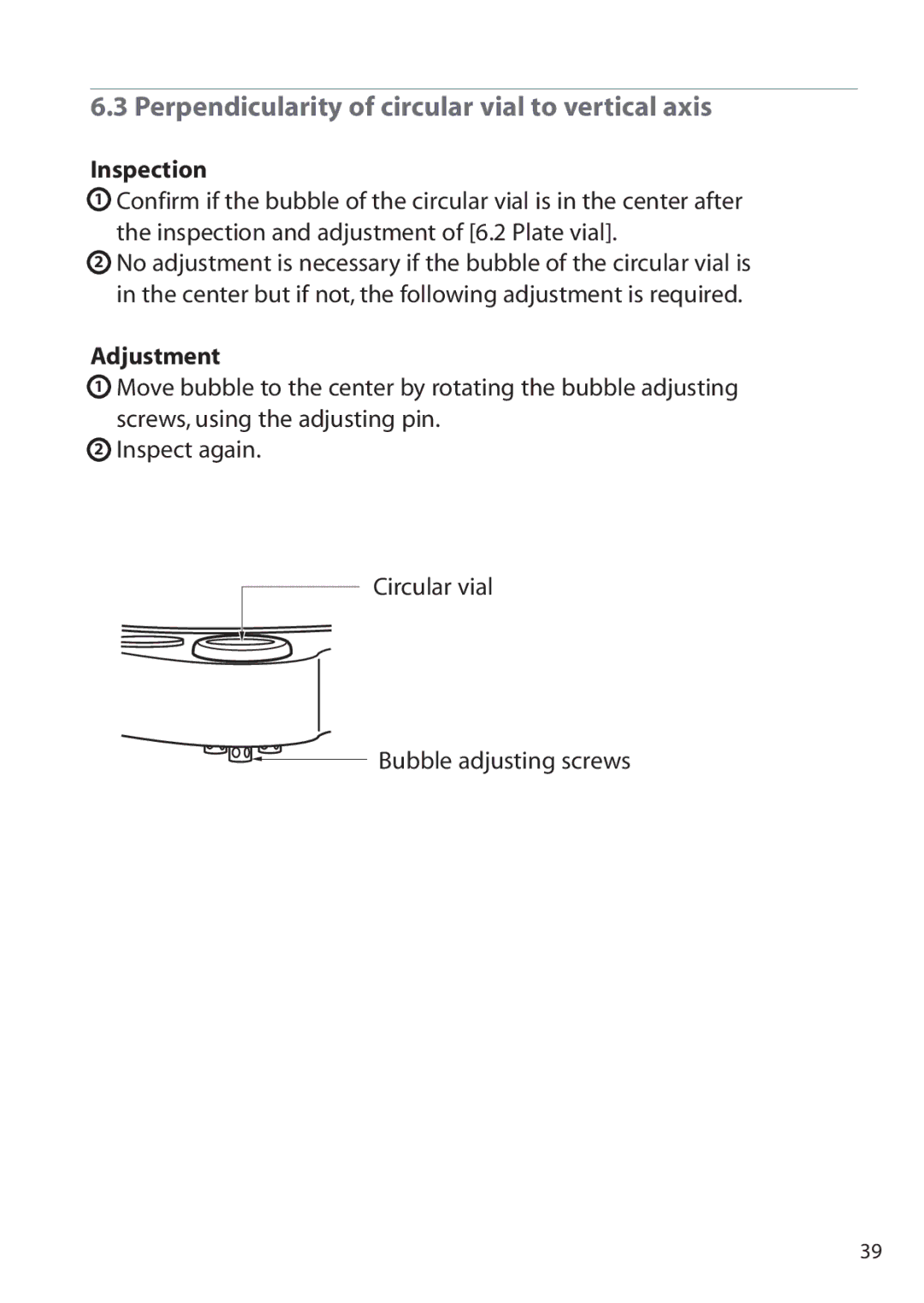 Pentax ETH-302, ETH-310, ETH-305 instruction manual Perpendicularity of circular vial to vertical axis 