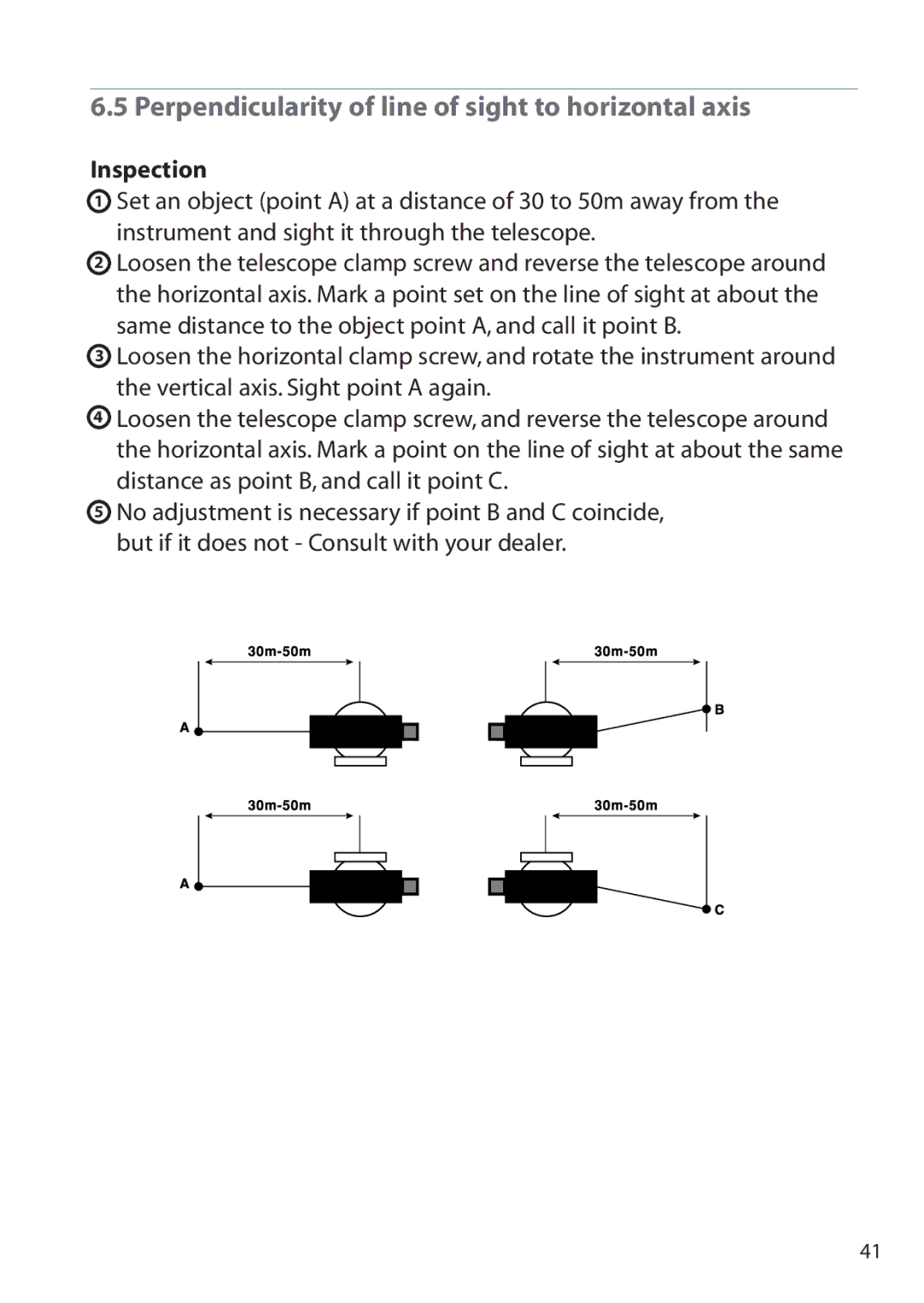 Pentax ETH-305, ETH-302, ETH-310 instruction manual Perpendicularity of line of sight to horizontal axis 