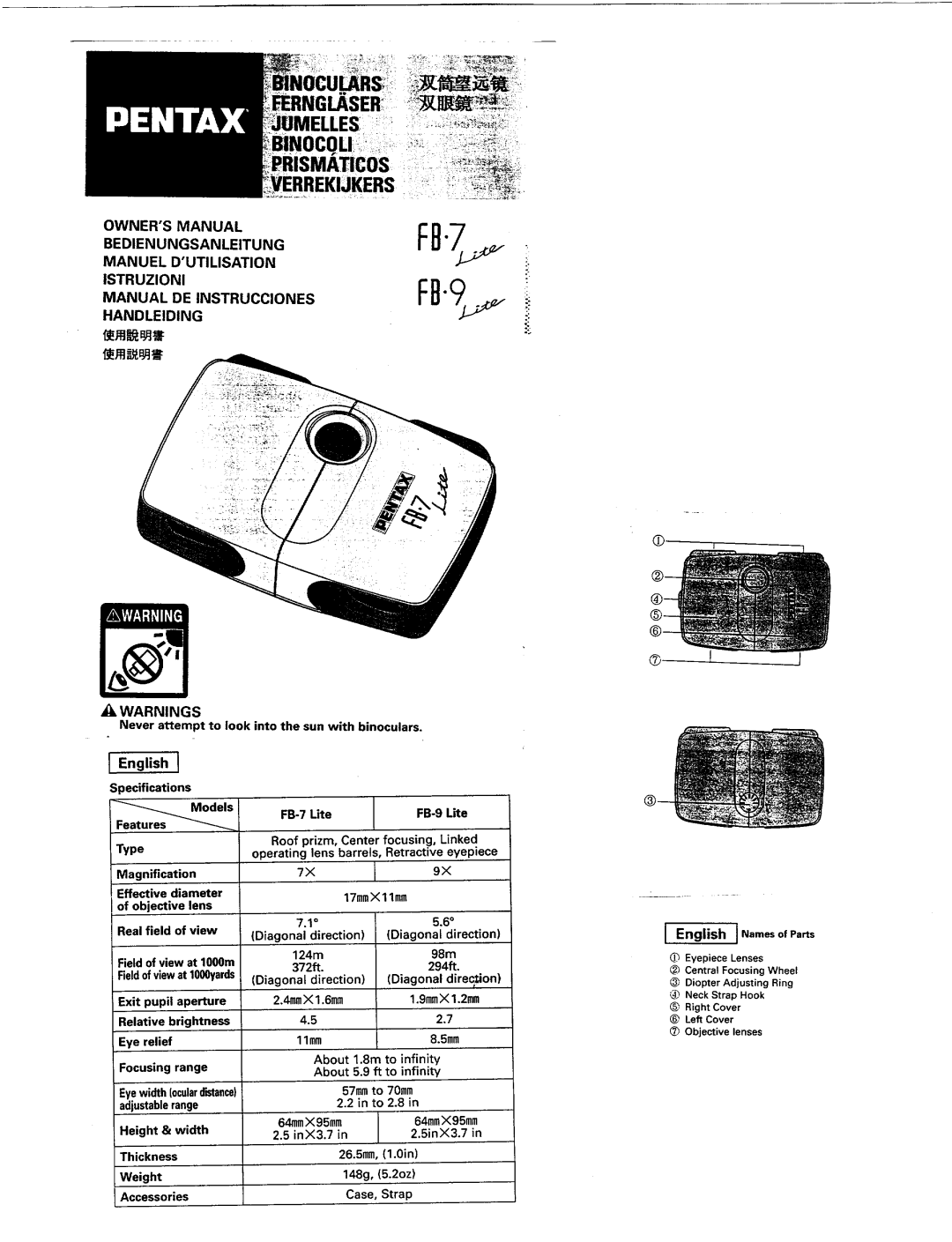 Pentax FB-7, FB-9 manual 