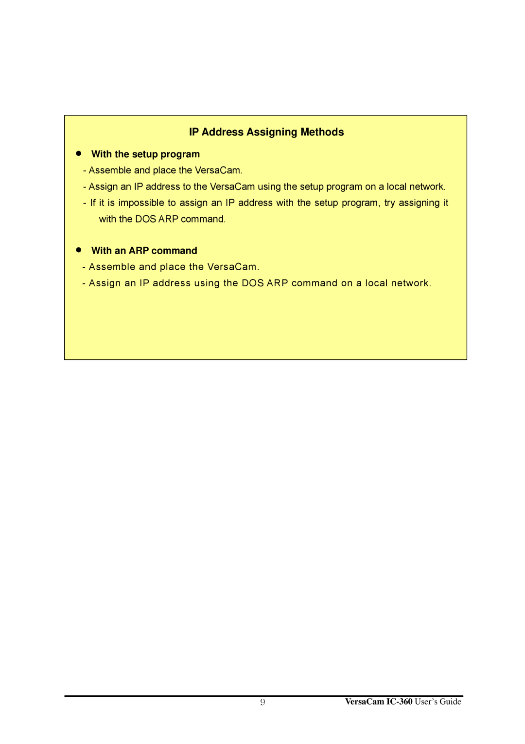 Pentax IC-360 manual IP Address Assigning Methods 