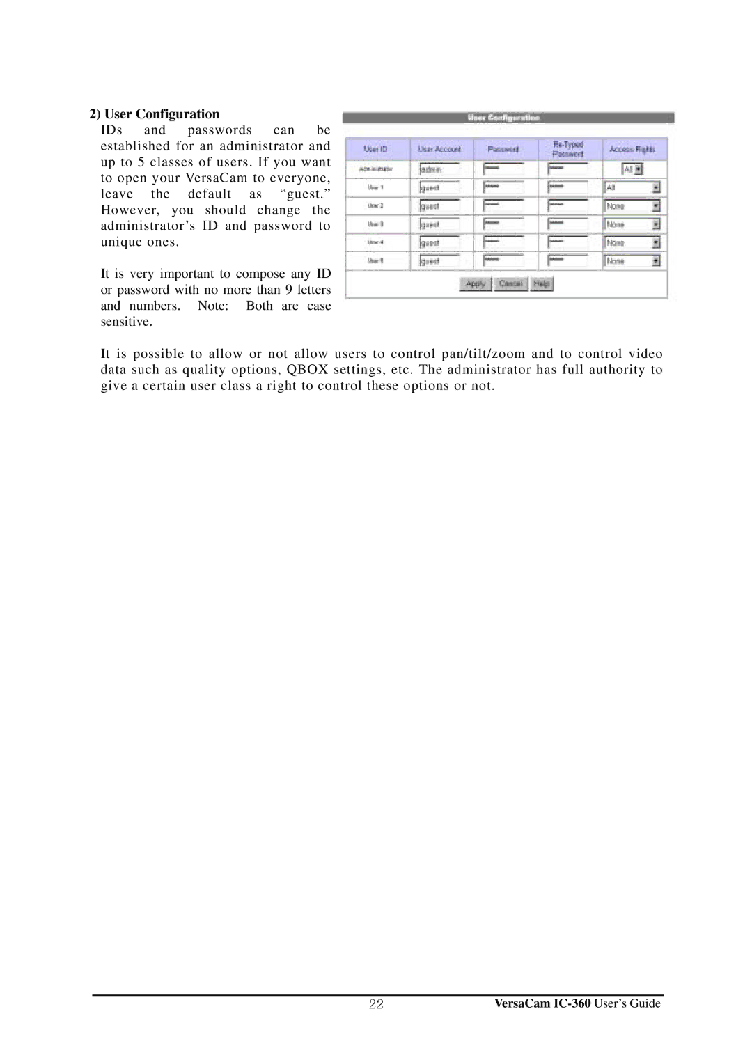 Pentax IC-360 manual User Configuration 